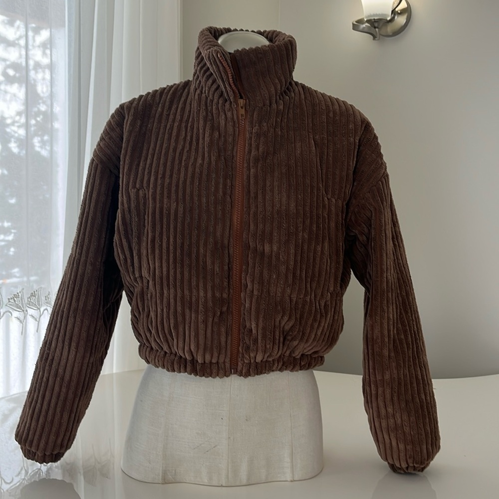 Shein corduroy cropped bomber jacket size XS